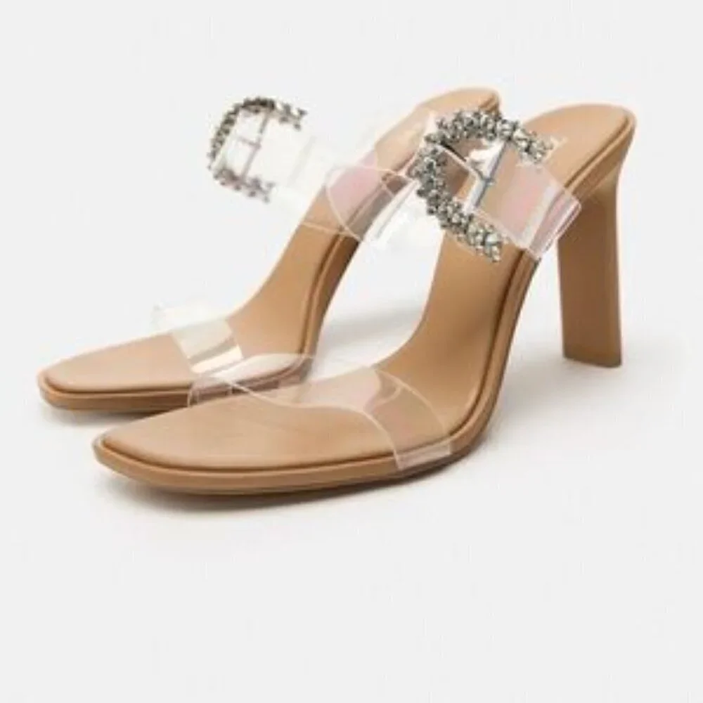 ZARA HIGH HEELED VINYL SANDALS SIZE 6.5 US ( 37) NEW WITH TAG! - Picture 6 of 11